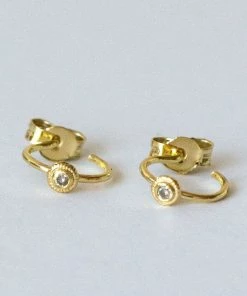 5 Octobre Bali Diamond Stud Gold Mini Hoops