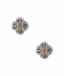 Miguel Ases Silver Pyrite Quatrefoil Studs Jewelry
