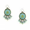 Miguel Ases Turquoise/Leather Chandelier Earrings Jewelry
