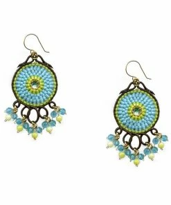 Miguel Ases Turquoise/Leather Chandelier Earrings Jewelry