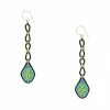 Miguel Ases Jewelry Turquoise/Leather Long Drop Earrings