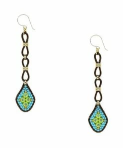 Miguel Ases Jewelry Turquoise/Leather Long Drop Earrings