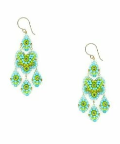 Miguel Ases Turquoise Lotus Chandelier Earrings Jewelry