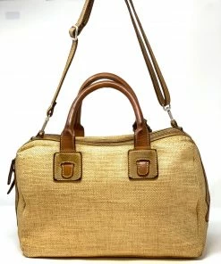 VLD Raffia Satchel In Honey Beige