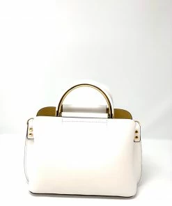 Laura DiMaggio Bags Structured Leather Hand Tote With Gold Trim Handles