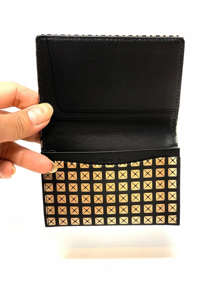 INDEN Est 1548 Wallets Chevron And Studs Business Card Case