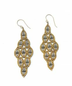 Miguel Ases Long Diamond Shaped Silver And Gold Drops