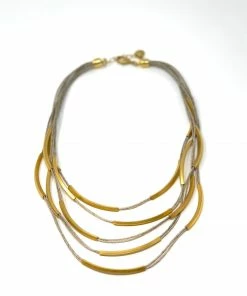 Made In Greece Cascading Brass Wave Necklace