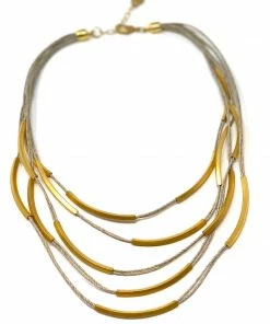 Made In Greece Cascading Brass Wave Necklace