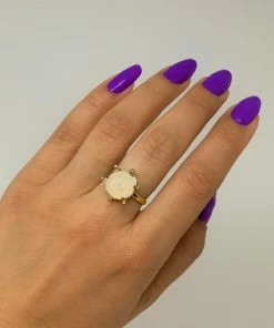 5 Octobre Diamond Studded Moonstone Ring