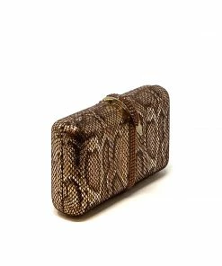 Whiting And Davis Evening Bags Bronze Snakeskin Clutch