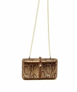 Whiting And Davis Evening Bags Bronze Snakeskin Clutch