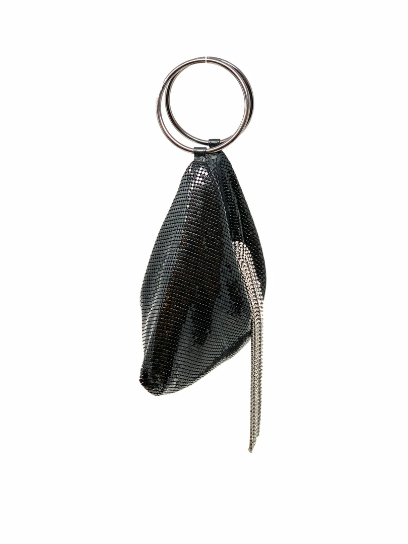 Whiting And Davis Black Triangle Mesh Cascade Bracelet Clutch