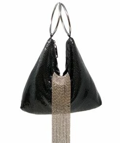 Whiting And Davis Black Triangle Mesh Cascade Bracelet Clutch