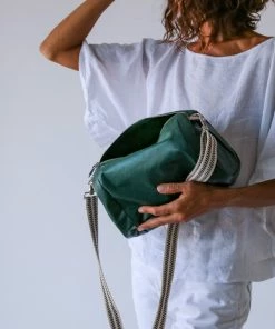 Brontibay Paris Bags Mamamia Vintage Leather Crossbody Emerald
