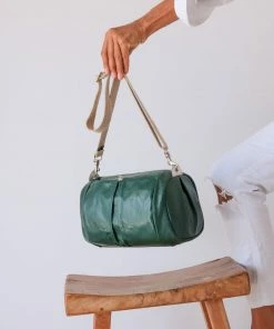 Brontibay Paris Bags Mamamia Vintage Leather Crossbody Emerald