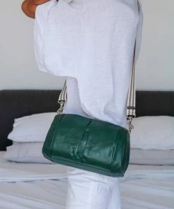 Brontibay Paris Bags Mamamia Vintage Leather Crossbody Emerald