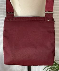Highway Buzz Bags NICO- Small Nylon Multi-Pocket Bag | WINE And SAGE | Adjustable Cross-Body Strap
