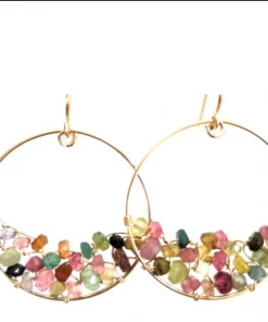 Made In NYC Dangling Woven Tourmaline Hoops Jewelry