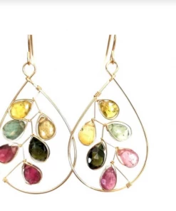 Made In NYC Jewelry Dangling Woven Large Tourmaline Teardrop Earrings