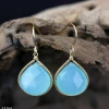 Made In NYC Simple Teardrop Earring Blue Chalcedony