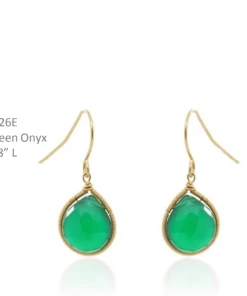 Made In NYC Jewelry Simple Teardrop Earring Green Onyx