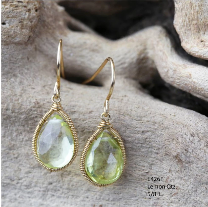 Made In NYC Simple Teardrop Earring Lemon Quartz