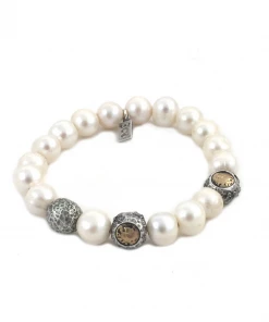 Tat2 Designs Silver Cera Pearl Stretch Bracelet Jewelry