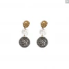 Tat2 Designs Multi Finish 3 Coin Drop Earrings Jewelry