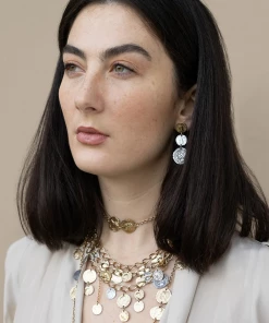 Tat2 Designs Multi Finish 3 Coin Drop Earrings Jewelry