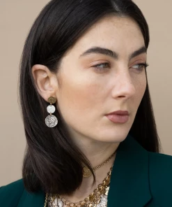 Tat2 Designs Multi Finish 3 Coin Drop Earrings Jewelry