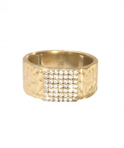 Tat2 Designs Gold Artis Pave Square Band Ring Jewelry