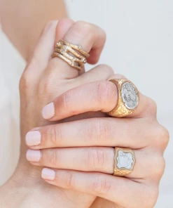 Tat2 Designs Gold Maria Theresa Curved Coin Ring