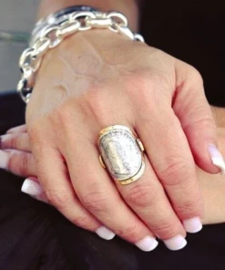 Tat2 Designs Gold Maria Theresa Curved Coin Ring