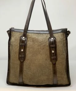 Made In Italy VLD Vertical Tote In Washed Black Rafia