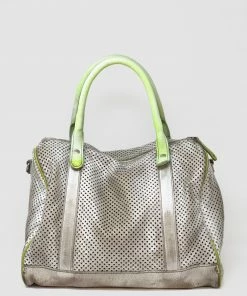 **SALE** VLD Stonewashed White Perforated Satchel