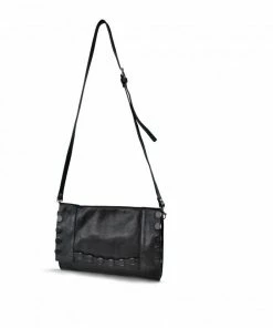 Bags Rehard Coin Stud Flapover Clutch Crossbody Black