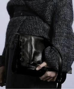 Bags Rehard Coin Stud Flapover Clutch Crossbody Black