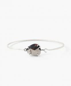 Chan Luu Silver Prong Bracelet With Framed Stone