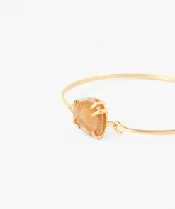 Chan Luu Gold Prong Bracelet With Framed Stone