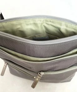 Big Bag NICO - Small Nylon Multi-Pocket Bag | STONE | Adjustable Cross-Body Strap Bags