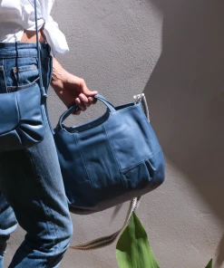 Brontibay Paris Bridget Sassy Leather Handle Crossbody Cornflower Blue Bags