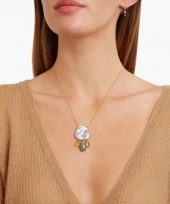 Chan Luu Grey Pearl And Floating Garnet Mix Necklace Jewelry