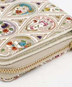 Made In Japan Wallets Red Cat And Flowers Zippered Bifold Wallet