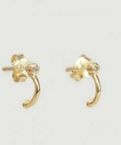 5 Octobre Jewelry Terry Diamond Stud Gold Mini Hoops