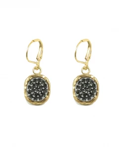 Tat2 Designs Gold Pavia Pave And Frame Dangle Earrings