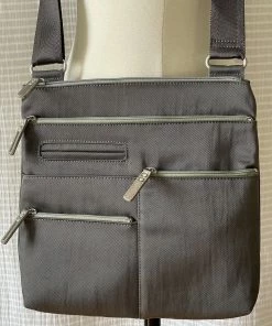 Big Bag NICO - Small Nylon Multi-Pocket Bag | STONE | Adjustable Cross-Body Strap Bags