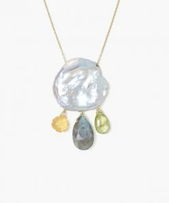 Chan Luu Grey Pearl And Floating Garnet Mix Necklace Jewelry