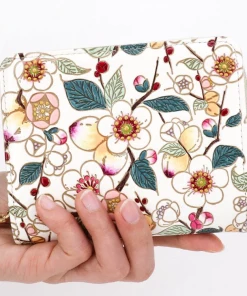 Made In Japan Wallets Plum Blossom Zippered Bifold Wallet