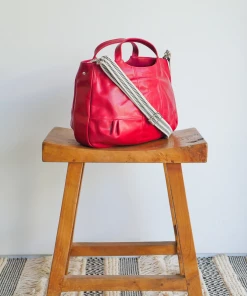 Brontibay Paris Bags Bridget Sassy Leather Handle Crossbody Lipstick Red